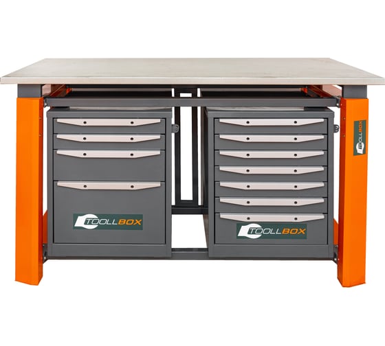 Двухтумбовый верстак Toollbox с регулируемой столешницей серии TBP1500 (TB4-TB7) 1