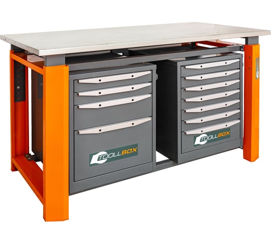 Двухтумбовый верстак Toollbox с регулируемой столешницей серии TBP1500 (TB4-TB7)