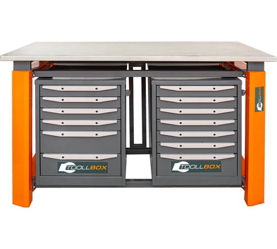 Двухтумбовый верстак Toollbox с регулируемой столешницей серии TBP1500 (TB6-TB7)