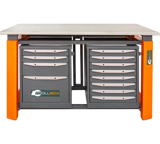 Двухтумбовый верстак Toollbox с регулируемой столешницей серии TBP1500 (TB4-TB8) 1