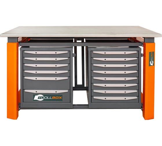 Двухтумбовый верстак Toollbox с регулируемой столешницей серии TBP1500 (TB6-TB8)