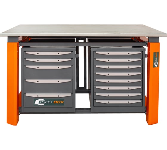 Двухтумбовый верстак Toollbox с регулируемой столешницей серии TBP1500 (TB5-TB8)