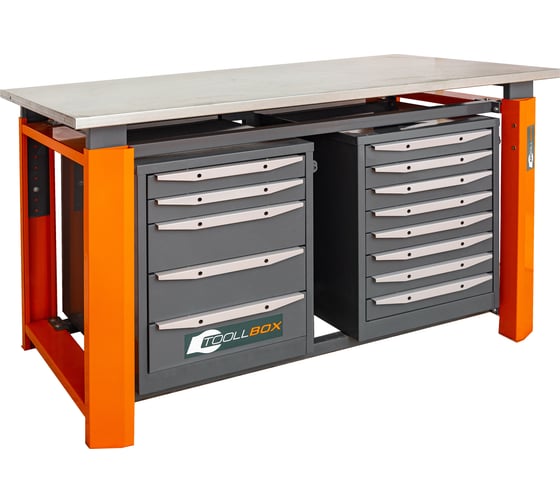 Двухтумбовый верстак Toollbox с регулируемой столешницей серии TBP1500 (TB5-TB8)