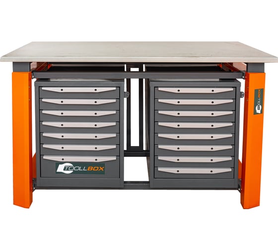 Двухтумбовый верстак Toollbox с регулируемой столешницей серии TBP1500 (TB7-TB8) 1