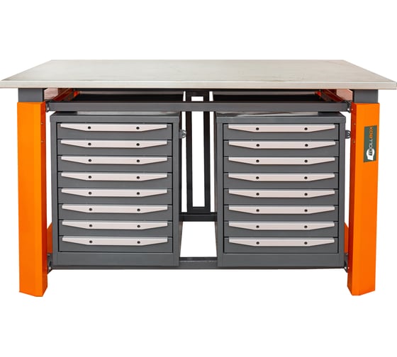 Двухтумбовый верстак Toollbox с регулируемой столешницей серии TBP1500 (TB8-TB8)