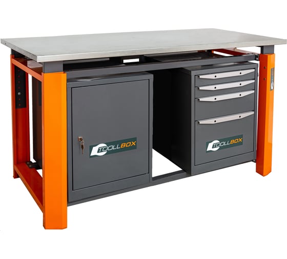 Двухтумбовый верстак Toollbox с регулируемой столешницей серии TBP1800 (TB0-TB4)
