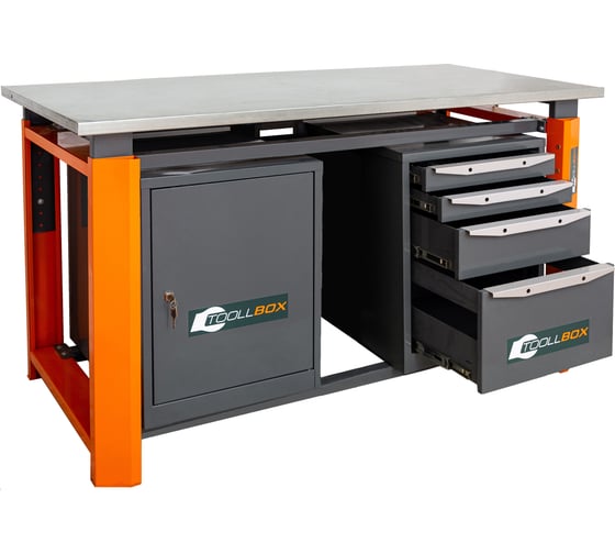 Двухтумбовый верстак Toollbox с регулируемой столешницей серии TBP1800 (TB0-TB4)