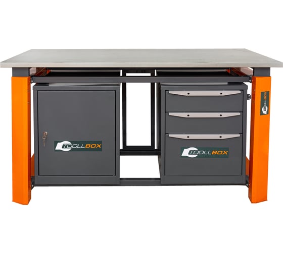 Двухтумбовый верстак Toollbox с регулируемой столешницей серии TBP1800 (TB0-TB3) 1
