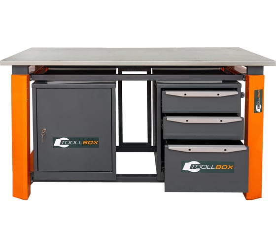 Двухтумбовый верстак Toollbox с регулируемой столешницей серии TBP1800 (TB0-TB3)