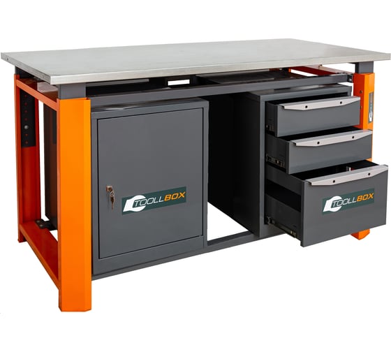 Двухтумбовый верстак Toollbox с регулируемой столешницей серии TBP1800 (TB0-TB3)