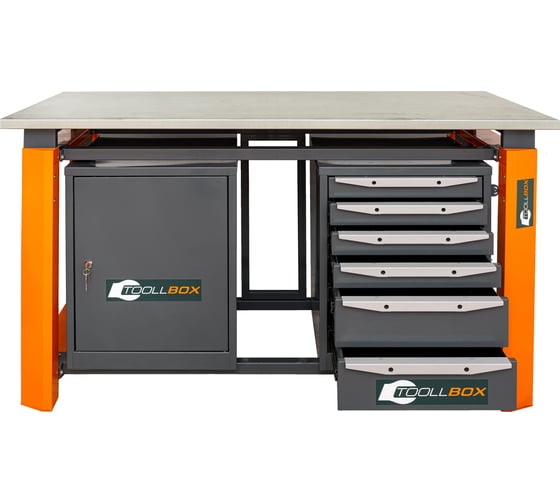 Двухтумбовый верстак Toollbox с регулируемой столешницей серии TBP1800 (TB0-TB6)