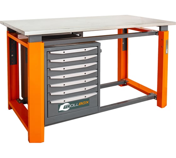 Однотумбовый верстак Toollbox с регулируемой столешницей серии TBP1500 (TB7)