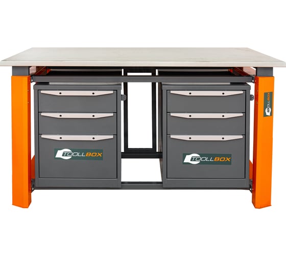 Двухтумбовый верстак Toollbox с регулируемой столешницей серии TBP1800 (TB3-TB3)