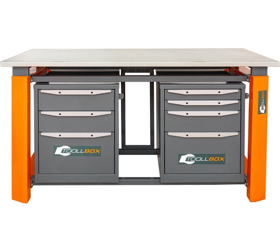 Двухтумбовый верстак Toollbox с регулируемой столешницей серии TBP1800 (TB3-TB4)