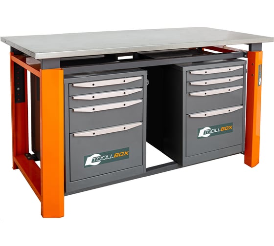 Двухтумбовый верстак Toollbox с регулируемой столешницей серии TBP1800 (TB4-TB4)