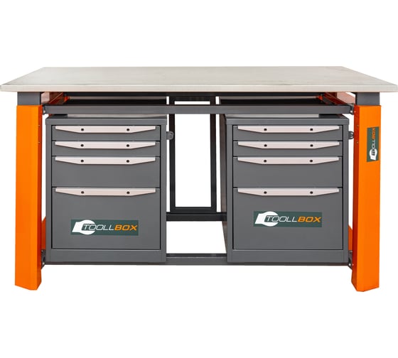 Двухтумбовый верстак Toollbox с регулируемой столешницей серии TBP1800 (TB4-TB4)