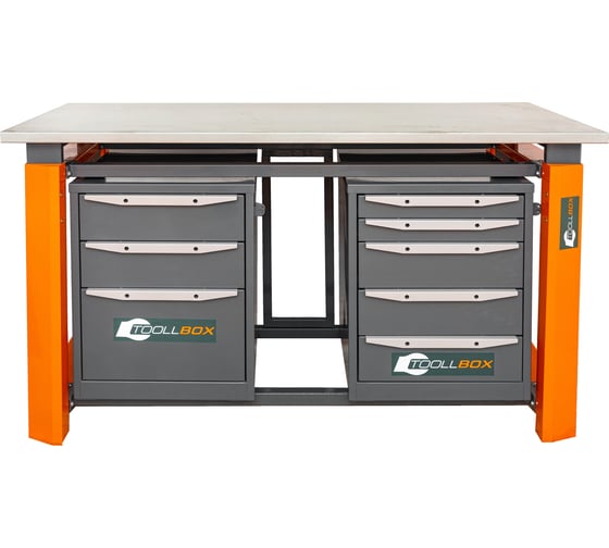 Двухтумбовый верстак Toollbox с регулируемой столешницей серии TBP1800 (TB3-TB5)