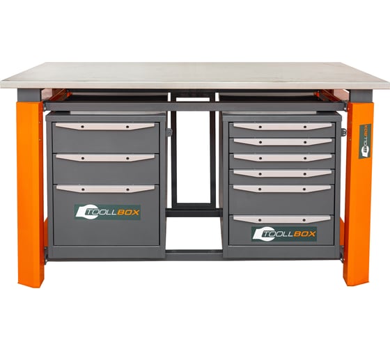 Двухтумбовый верстак Toollbox с регулируемой столешницей серии TBP1800 (TB3-TB6)