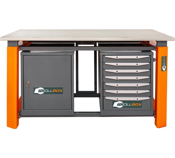 Двухтумбовый верстак Toollbox с регулируемой столешницей серии TBP1800 (TB0-TB7)