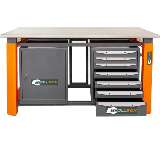 Двухтумбовый верстак Toollbox с регулируемой столешницей серии TBP1800 (TB0-TB7)