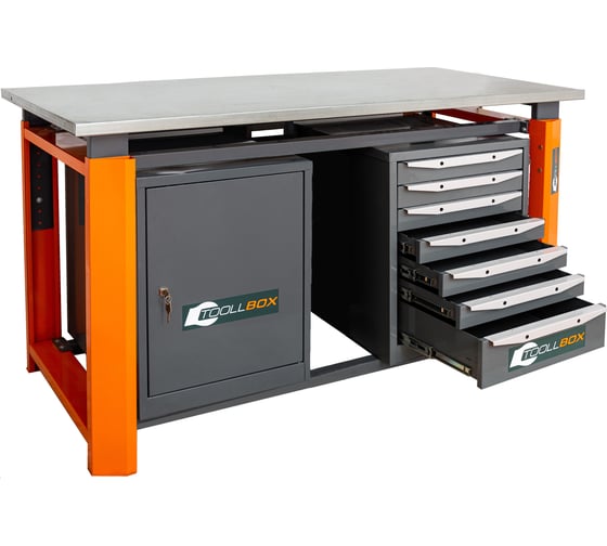 Двухтумбовый верстак Toollbox с регулируемой столешницей серии TBP1800 (TB0-TB7)