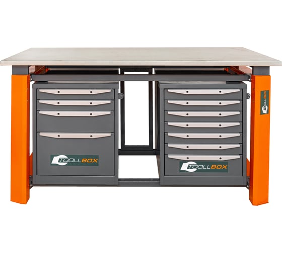Двухтумбовый верстак Toollbox с регулируемой столешницей серии TBP1800 (TB4-TB7)