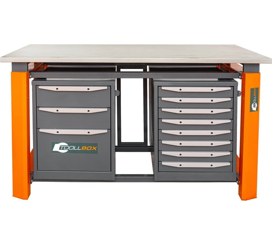 Двухтумбовый верстак Toollbox с регулируемой столешницей серии TBP1800 (TB3-TB8)