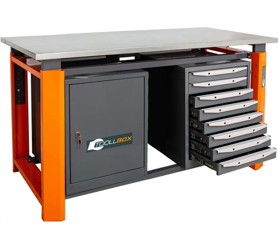 Двухтумбовый верстак Toollbox с регулируемой столешницей серии TBP1800 (TB0-TB8)