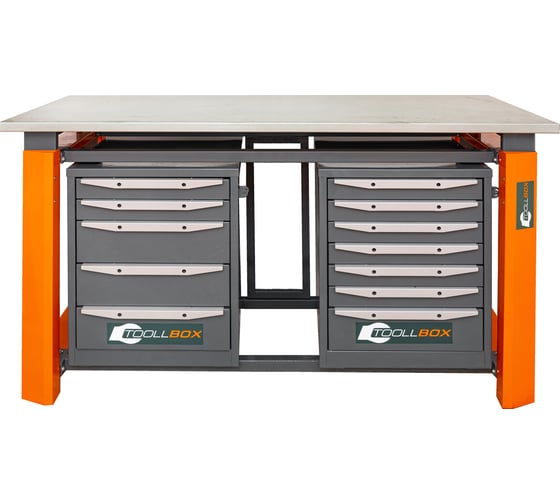 Двухтумбовый верстак Toollbox с регулируемой столешницей серии TBP1800 (TB5-TB7) 1
