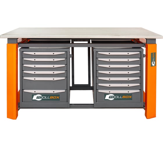 Двухтумбовый верстак Toollbox с регулируемой столешницей серии TBP1800 (TB6-TB7)