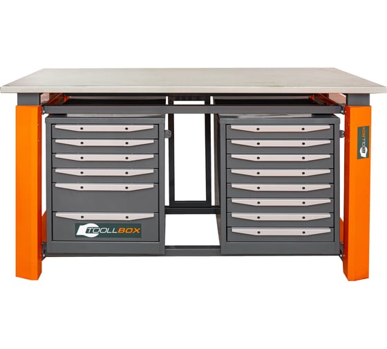 Двухтумбовый верстак Toollbox с регулируемой столешницей серии TBP1800 (TB6-TB8) 1