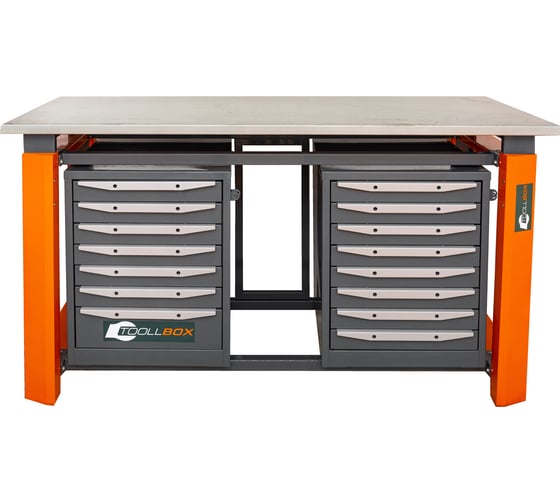 Двухтумбовый верстак Toollbox с регулируемой столешницей серии TBP1800 (TB7-TB8)