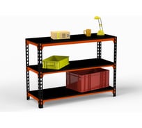 Стол-верстак ООО Металекс 950x1500x600 мм, две полки, оранжево-чёрный SVOPII951560