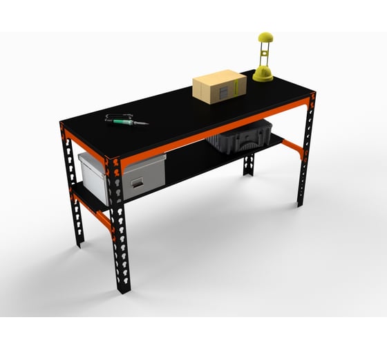 Металлический стол ООО Металекс Metalex 750x1300x500 мм, оранжево-чёрный SMMO751350