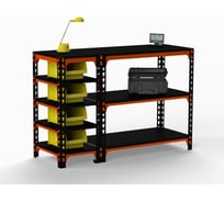 Стол-верстак с боковыми полками ООО Металекс 950x1400x500 мм, оранжево-чёрный SVOBP951450