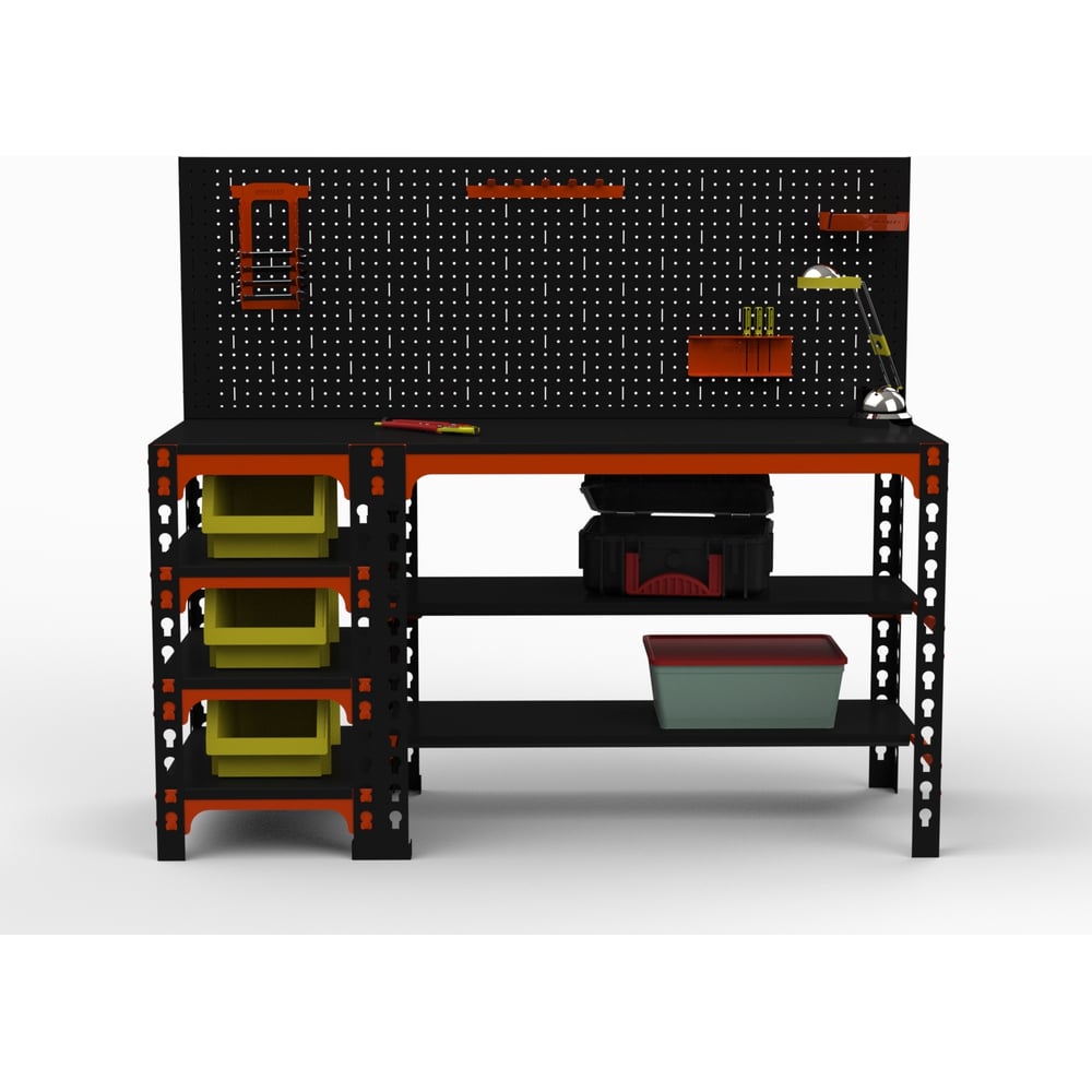 Стол металлический с боковыми полками и перфопанелью ООО Металекс ...