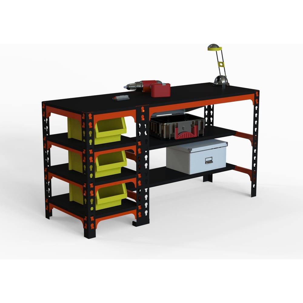 Стол металлический с боковыми полками ООО Металекс 750x1200x600 мм ...