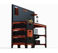 Металлический стол ООО Металекс 750x1200x500 мм, с выдвижными ящиками и перфопанелью оранжево-чёрный SBYFO751250