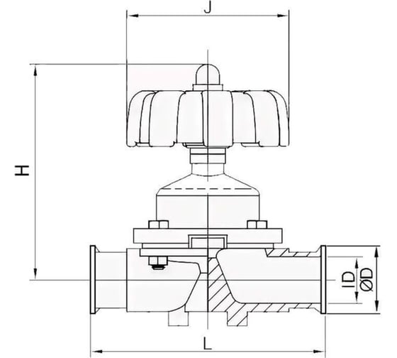 Мембранный клапан TITAN LOCK нержавеющая сталь 316, тип clamp-clamp, DN50 D in TL50DVCLSS