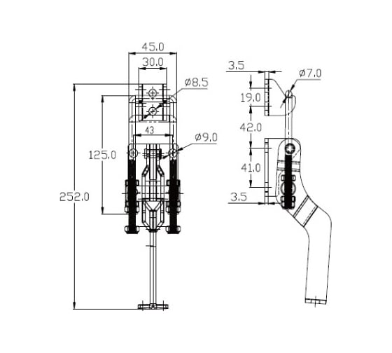 Стяжной сверхмощный замок MFK-TORG GH-40341 цинк, ручка прорезиненная J40341