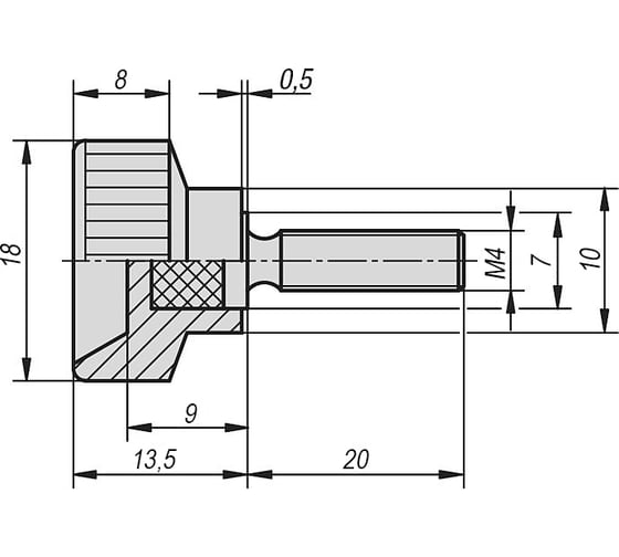 Ручка с накаткой KIPP K0141.04X20