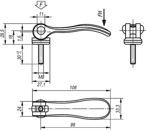 Эксцентриковая рукоятка KIPP K0005.2511108X30