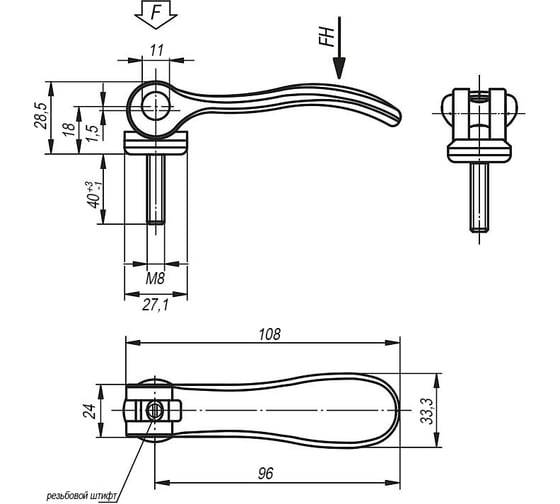 Эксцентриковая рукоятка KIPP K0006.2501108X40