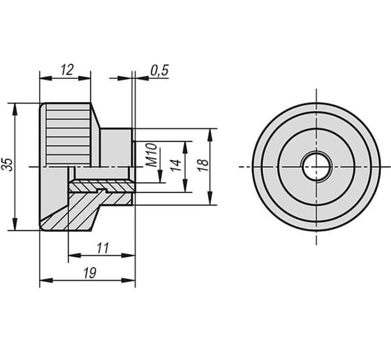 Ручка с накаткой KIPP K0138.10