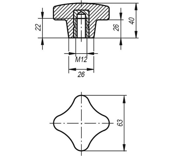 Рукоятка крестообразная KIPP K0148.212