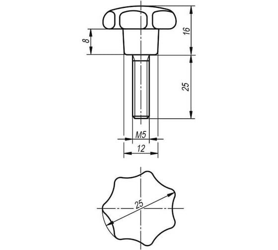 Рукоятка звездообразная KIPP K0152.42505X25