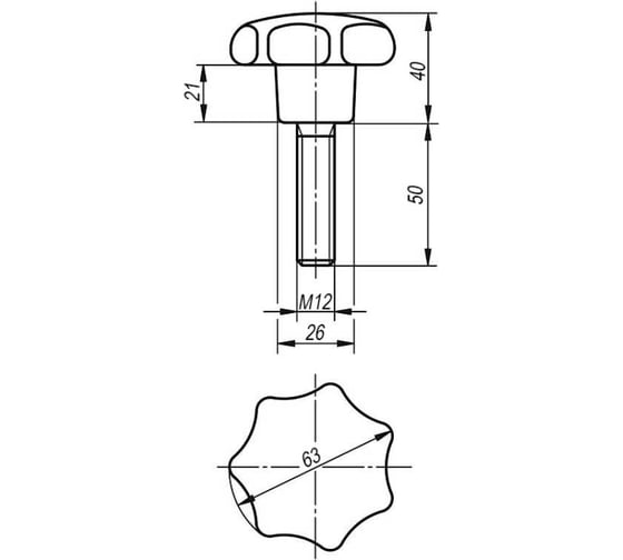 Рукоятка звездообразная KIPP K0152.46312X50