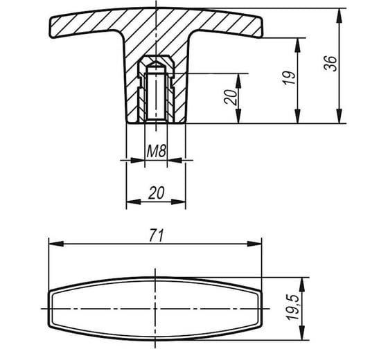 Рукоятка KIPP Т-образная K0180.17108