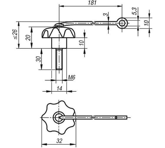 Звездообразная рукоятка KIPP K0154.706X30