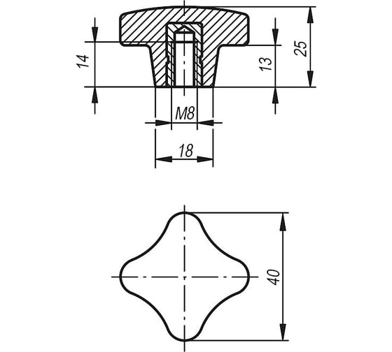 Крестообразная рукоятка KIPP K1017.24008